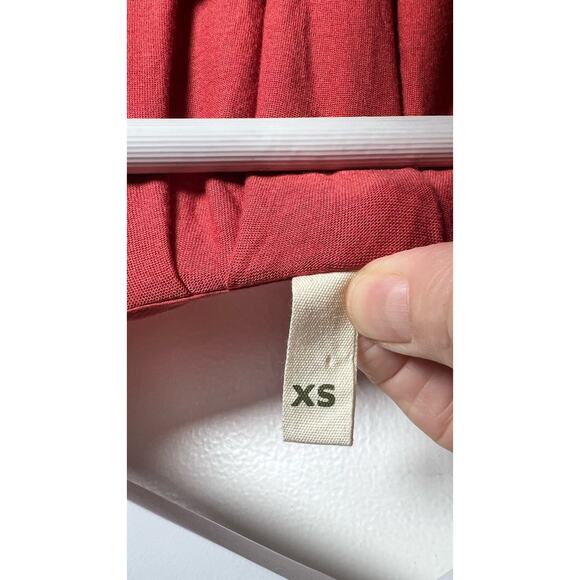 Tiny X Anthropologie Size XS Orange Embroidered Roll Tab Sleeve Henley Top - Picture 6 of 9